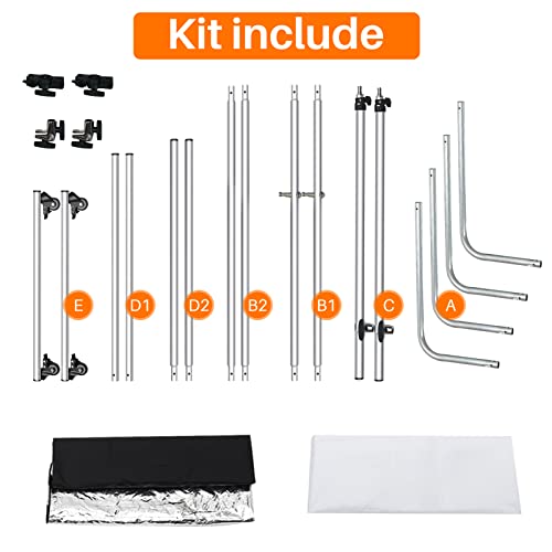 Wellmaking 79 X 59 Inches Photography Light Diffuser With 320 Degree Rotatable Frame And 7-10 Feet Height Adjustable Support Stand With Casters, For Photo Video Shooting,Translucent,Silver And Black #TOP4