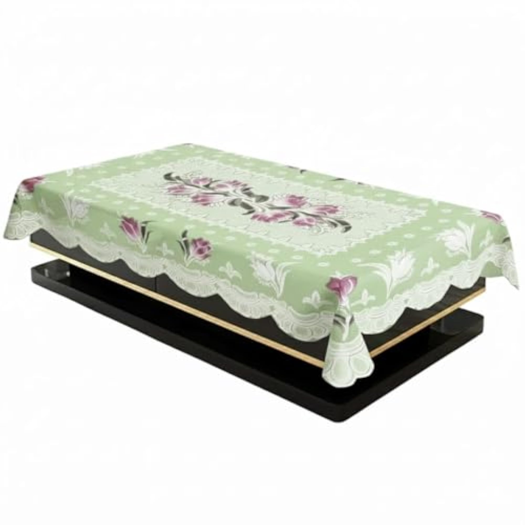 Cotton Net Embroidered Table Cover, 40 x 60 inch, Green
