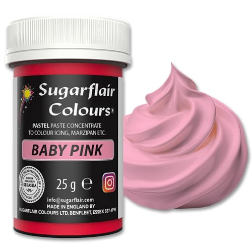 Sugarflair Lebensmittelfarbe Pasta Pastel Baby Pink, Pasta Lebensmittel Farbe für Fondant und Marzipan, Spectral Concentrated Paste Colours - 25g