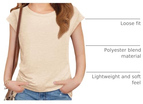 Image of Imily Bela Girls Short Sleeve T Shirts Crew Neck Cap Sleeve Tank Tops Casual Loose Summer Shirt Kids 5-14 Years