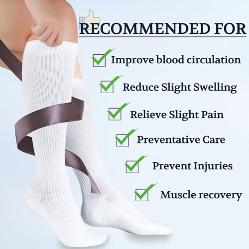 LIN PERFORMANCE Compression Socks for Women and Men 3 Pairs 8-15 mmHg Cotton Knee High Support Socks for Travel Sport4