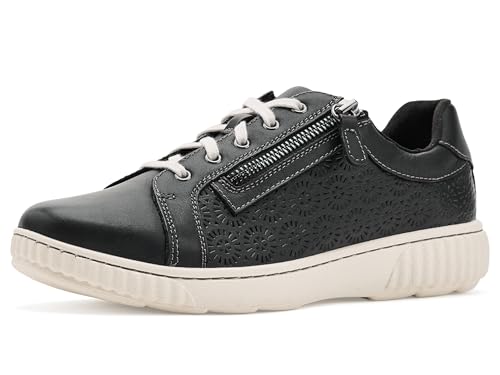 Clarks Clarks Women's Caroline Rio Sneaker, Black Leather, 8.5