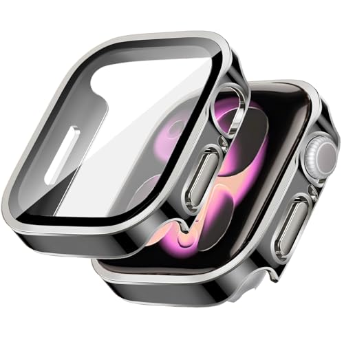 UIUIKA For Apple Watch ��p�J�o�[ 42mm �A�b�v���E�H�b�`�ی�P�[�X �Ή� Series 11/10 3D���p�G�b�W �h�� �����E�Ռ��E�X�N���b�`�h�~ �����ߗ� �w��h�~ (�u���b�N�{�V���o�[�G�b�W�C42mm)