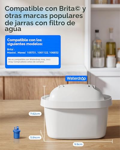 Miniatura 3 de Waterdrop Filtro, Recambio Para Brita Maxtra Plus, Maxtra Pro All-In-1 Filtro, Compatibile Con Jarra Brita Marella , Cristal, Reducir Pfas, Pfoa Pfos, Tüv Süd, Nsf Certificado 12