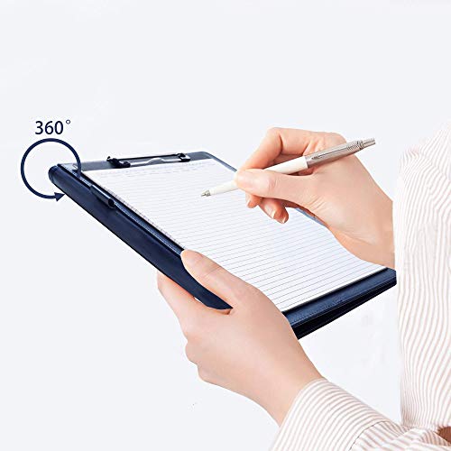 Image of Padfolio Clipboard Folder Portfolio, Mymazn Faux Leather Folder Storage Clipboard with Cover for 8.5 x 11 Legal Pad A4 Refillable Folio Conference Writing Notepad (Blue)