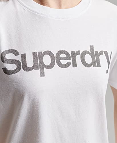 Superdry T-Shirt pour Femme CL Tee, Blanc Brillant, S