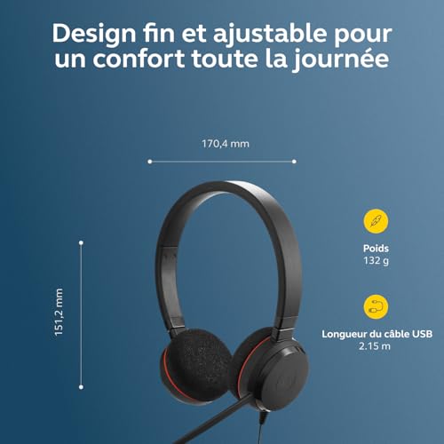 Jabra Evolve 20 Casque Filaire - Casque Filaire à Une Oreille pour Le Bureau et Le Travail à Domicile - Contrôle des appels - Certifié Communication Unifiée - Connectivité USB-C/A - Noir