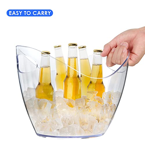 Ice Bucket Wine Bucket,Clear Acrylic 4 Liter Plastic Tub for Drinks and Parties, Food Grade, Perfect for Wine, Champagne or Beer Bottles