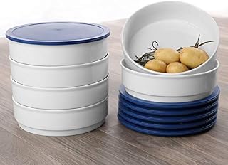 Holst Porzellan GVE 080 FA6 - Cuenco de porcelana (0,80 L, apilable, con tapa, 6 unidades), color azul