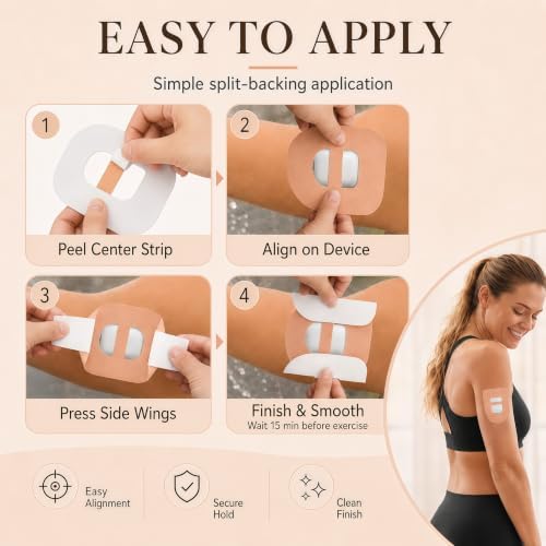 20 Pcs Omnipod 5 Overpatches Waterproof with Stretchable Strap,Waterproof Adhesive Patches, Pre-Cut Sweatproof Omnipod Sensor Tape Adhesive Patches,Breathable Skin Tape(Nude) — 사진 4