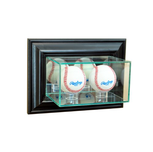 Perfect Cases Mlb Wall Mounted Double Baseball Glass Display Case, Black #TOP22