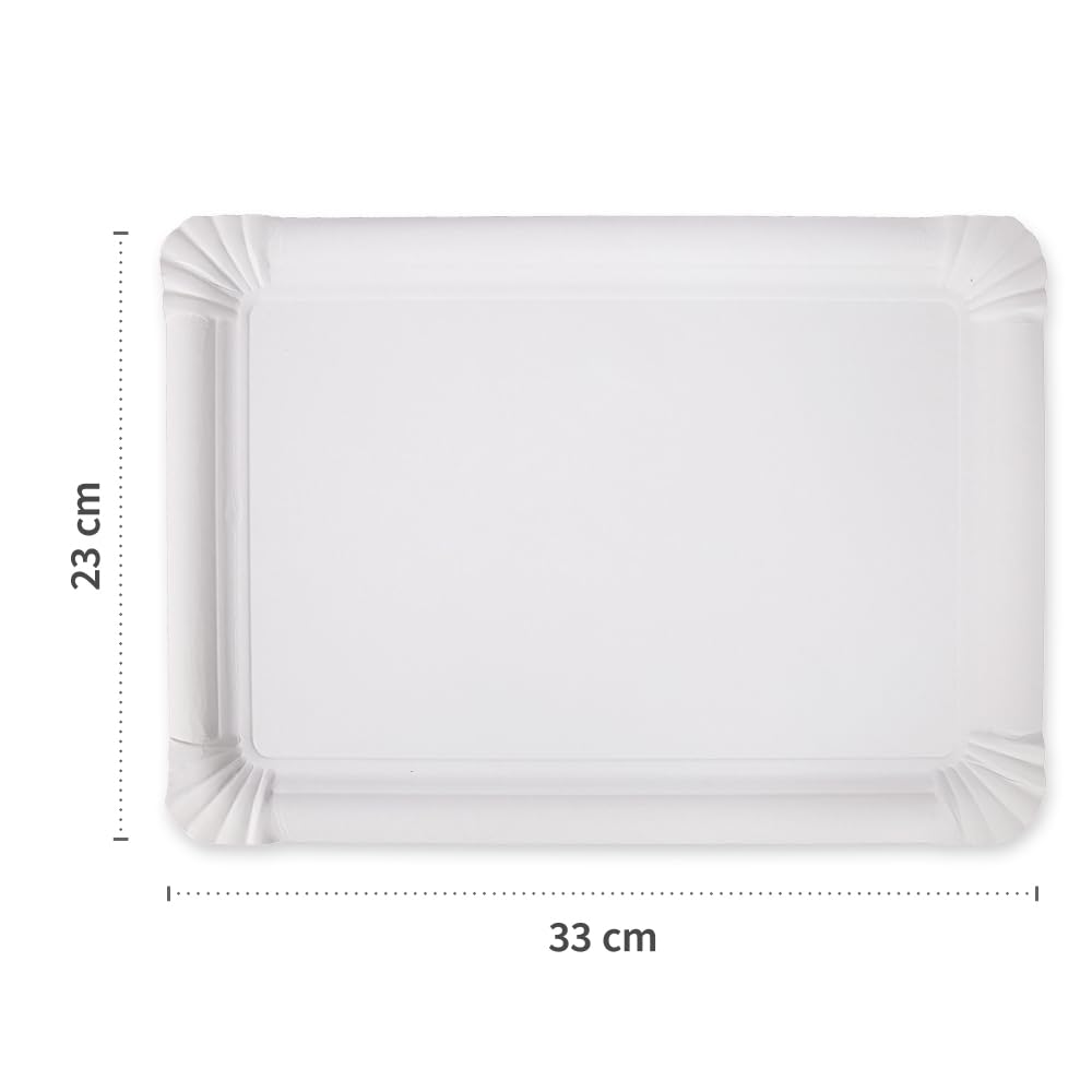 250 Stück NATUREStar Pappteller rechteckig | Pappe, Packung, weiß, L: 23cm, B: 33cm, Pappteller, Einwegteller, Einweggeschirr | NATUREStar, Pappe, Einwegteller, Einweggeschirr, Servierplatte, Catering, Partybedarf, Buffet, To-go, Gastronomie