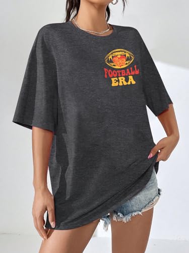 Football Shirts for Women in My Football Era Tshirt Game Day Shirt Oversized Graphic Tee Casual Short Sleeve Top2