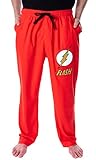 DC Comics Men's The Flash Classic Logo Loungewear Sleep Pajama Pants (Medium, Red)