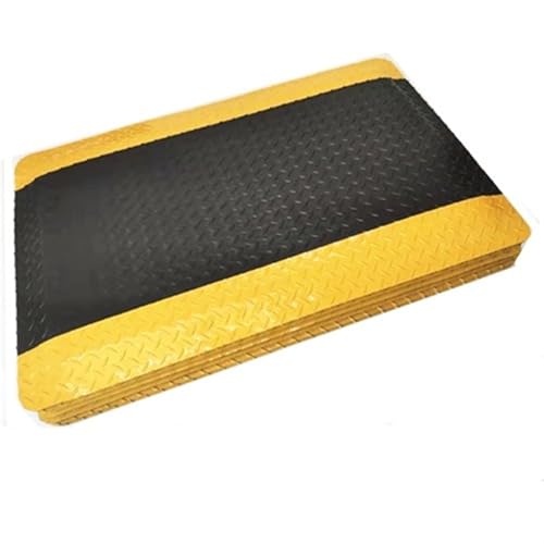 Heavy Duty Diamond Sponge Industrial Anti-Fatigue Floor Mat, W 50cm, Black with Yellow Border Ergonomic Workplace Mat for More Comfort When Standing & Running (Color : Black1, Size : 50x120cm)