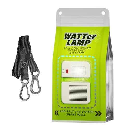 Portable Saltwater Camping Lantern - 50 Lumens LED Emergency Light Eco-Friendly Battery-Free Outdoor Lamp for Camping Hiking Fishing Waterproof Design 140 Hours Runtime