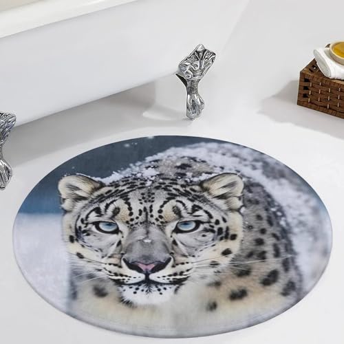 Alfombra redonda de leopardo para baño lavable y de perfil bajo 6