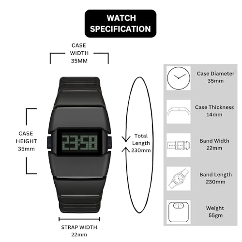 Image of ON TIME OCTUS Unisex Retro Digital Watch | Futuristic Link Strap | LED Display Wristwatch for Men, Women