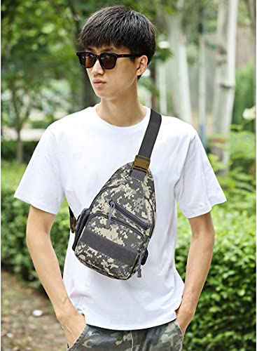 Rtggsel Men's Camouflage Tactical Sling Shoulder Bags Travel Military Molle Edc Crossbody Chest Bag With Usb Charging Port (Acu Camouflage) #TOP5