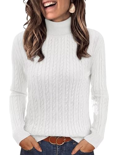 Image of ANFTFH Womens Turtleneck Sweater 2025 Ribbed Knit Top Pullover Sweaters