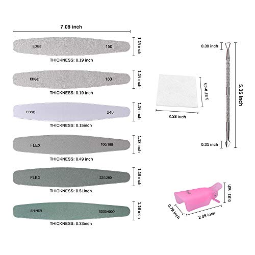 Image of Nail File and Finger Nail Clips, MORGLES Nail Polish Remover Pads and Clips 10pcs Gel Nail Polish Remover Clips Caps Pink 6pcs Professional Nail Buffer Files 300pcs Wipe Cotton Pads Cuticle Pusher