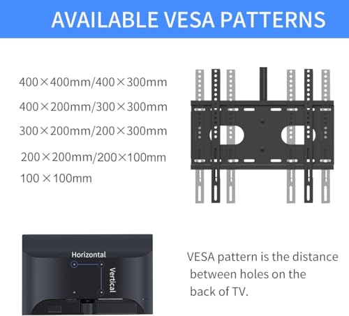 Image of Suptek Ceiling TV Wall Mount Fits Most 26-50 inch LCD LED Plasma Flat Panel Display with Max VESA 400x400mm Max Loaded up to 45kg Height Adjustable with Tilt and Swivel Motion MC4602