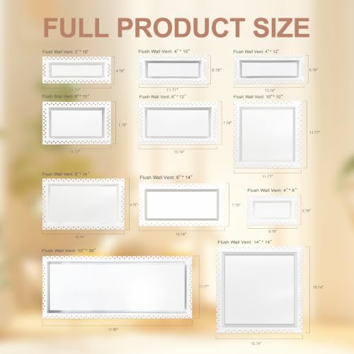 DDPow Flush Wall Vent Cover 8x14 Inch for Drywall Vent, Metal Wall-Mounted Air Register Grille, Easy Install, Paintable, (White, 1 Pc, No Manual Damper) by DDPow - Used condition - Image 9
