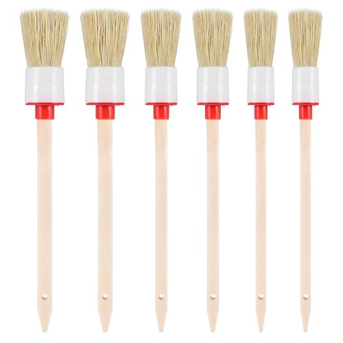 Yuanchu Borstenpinsel, 6 Stück Ringpinsel 20mm/25mm/30mm Pinsel Rund Professionelles Naturholz Holzleim Pinsel Acrylfarbe Pinsel Set für Autoreinigung Innenraumreiniger Streichen Von Wänden Möbeln