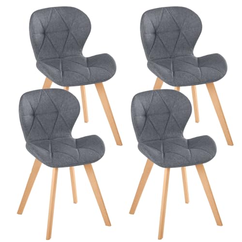 IDMarket - Lot de 4 chaises ROBINE en Tissu Gris foncé pour Salle à Manger
