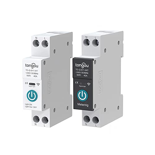 Tuya Wifi Smart Circuit Breaker With Metering 1P 63A Din Rail For Smart Home Wireless Remote Control Switch (Black With Metering, 32A) #TOP12