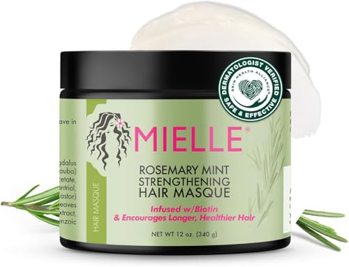 Image of Mielle Rosemary Mint Strengthening Hair Masque - Deep Treatment with Biotin & Essential Oils - Repairs Dry, Damaged, Frizzy Hair - 340 ml / 12 oz