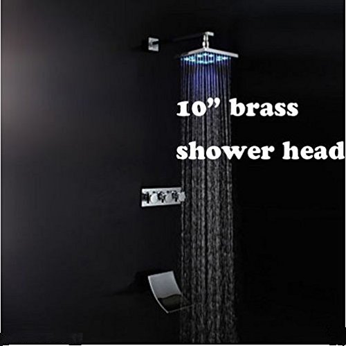 Douche encastrée cascade Gowe avec pommeau LED 25,4 cm et robinet à trois poignées