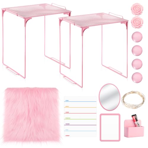 Patelai 11 Pcs Locker Accessories for School Supplies, Light Pink, Classic
