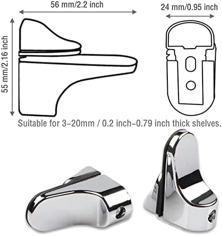 2 Pcs Glass Shelf Support Adjustable Glass Shelf Bracket Polished Chrome Wall Mount for 3-20mm Thickness Shelf