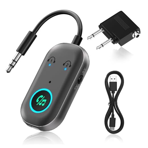 Obcxin Bluetooth Transmitter Empfänger, Bluetooth 5.3 Adapter 2 in 1, Bluetooth Sender Klinke 3.5mm, Blue-Tooth Splitter für 2 Kopfhörer wie Airpods für Kopfhörer,Auto, Audio System, TV