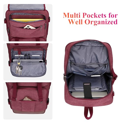 Image of WITZMAN Canvas Travel Backpack for Men Large Laptop Backpack Fit 16 inch Carry-on Airline Approved Shoulder Rucksack