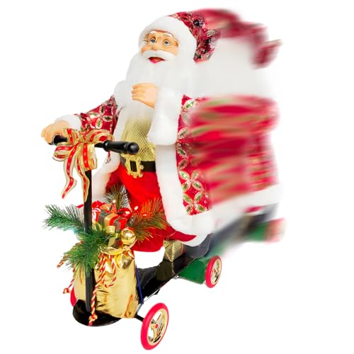 Père Noël avec scooter animé LED objet de décoration maison durable - 6