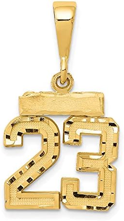 14k Yellow Gold Small Brushed Number 23 