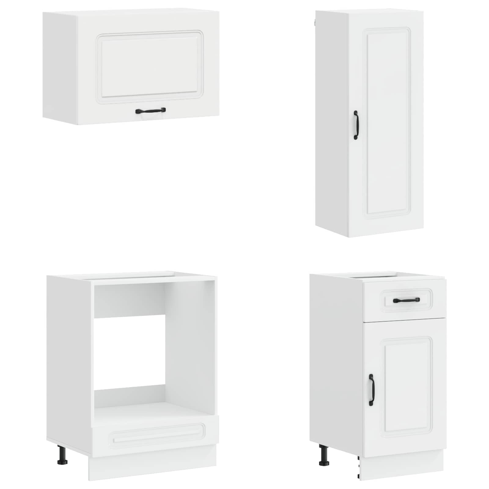 Set da cucina Kalmar, 8 pezzi, bianco lucido