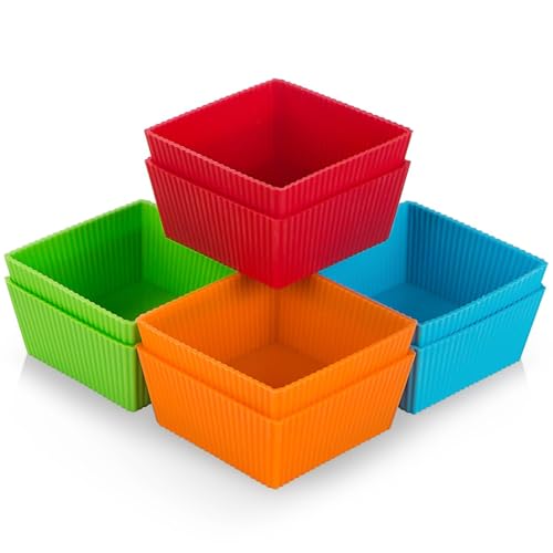 Webake 3.5 Inch Jumbo Baking Cups Reusable Silicone Square Cupcake Liners Non-Stick Muffin Brownie Cake Mold (Pack Of 8)