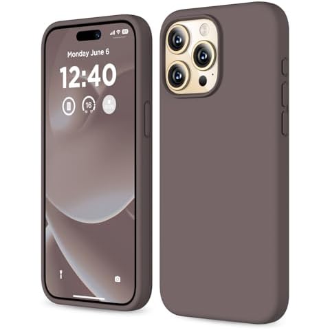 COFFKER Compatible with iPhone 15 Pro Max Case, Liquid Silicone Case, Full Body Shockproof Protective Cover Slim Thin Phone Case with Soft Anti-Scratch Microfiber Lining, 6.7 inch-Coffee Brown Cover