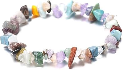 PLBSE Quartz Natural Stone Bracelet Handmade Bangle 7 Chakra Elastic Natural Stone Jewelry Healing Crystal Chipped Gravel Beads Reik