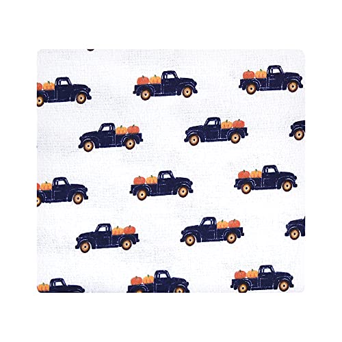 Image of Hudson Baby Unisex Baby Cotton Flannel Receiving Blankets Bundle, Pumpkin Truck, One Size