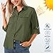 Women's Quick Dry Sun UV Protection Convertible Long Sleeve Shirts for Hiking Camping Fishing Sailing (5026 Army green S)