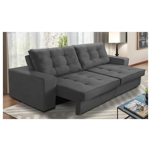 Sofá Retrátil e Reclinável 2 lugares 1,50m com Molas Marcela Suede Cinza Adonai Estofados