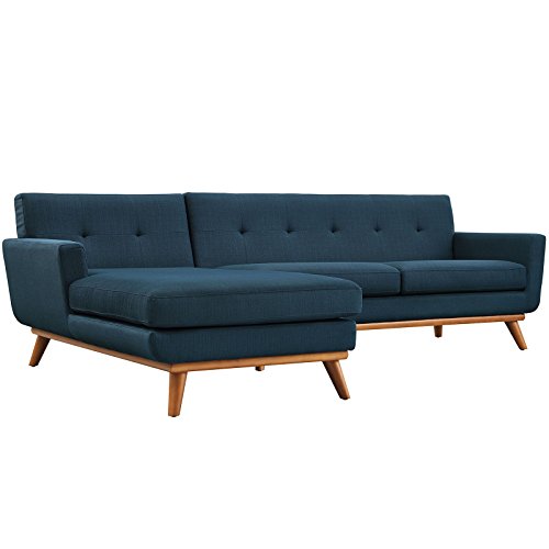 Modway Engage Mid-Century Modern Upholstered Fabric Left-Facing Sectional Sofa In Azure #TOP12