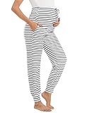 SWOMOG Women's Maternity Pants Stretchy Pregnancy Pajamas Pants Lounge Sweatpants Joggers with Pockets Gray...