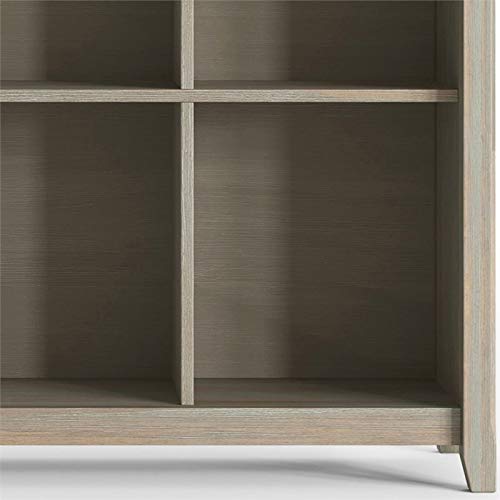 Simplihome Acadian Solid Wood 48 Inch X 44 Inch Transitional 9 Cube Bookcase & Storage Unit In Distressed Grey With 9 Shelves, For The Living Room, Study And Office #TOP5
