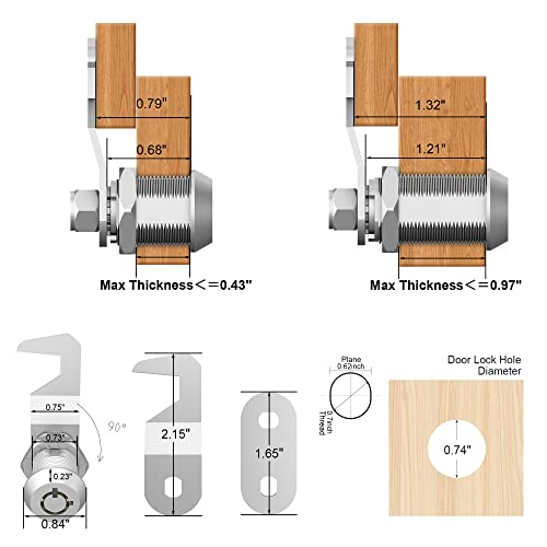 1 Pack 5/8" Toolbox Lock Replacement Lock, Tubular Cam Locks Keyed Different, Rv Storage Lock, Rv Cam Lock For Mailbox Toolbox, Chrome Finish #TOP1