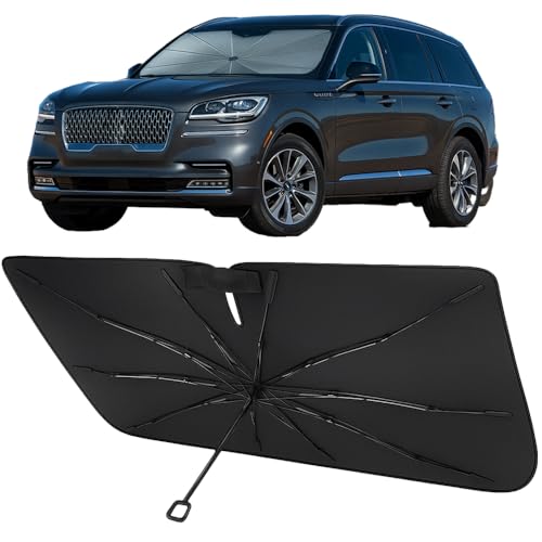 Image of Proadsy Custom Fit 2020-2026 Lincoln Aviator Windshield Sun Shade Umbrella | Advanced Ice Crystal Material, -54F Cooler, Zero-Gap Sunblock, Instant Setup & Foldable Design for Summer Parking, Daily Use